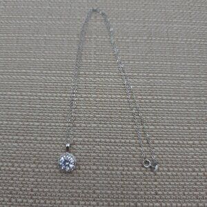 18 Inch Sterling Silver Halo Style Cubic Zirconia Gemstone Necklace A1681